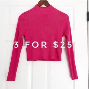 3 FOR $25 Hot pink mock neck sweater
